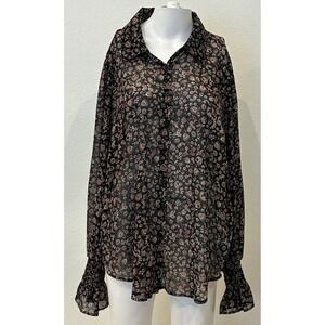 New Torrid Festi Sheer Chiffon Black Paisley Blouse Size 1X  Romantic Dark Fairy